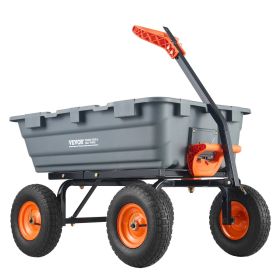 VEVOR Dump Cart, Poly Garden Dump Cart with Easy to Assemble Steel Frame, Dump Wagon with 2-in-1 Convertible Handle