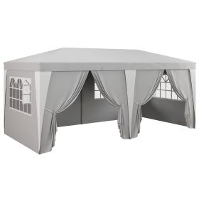 Outsunny 19 x 10' Pop Up Canopy Tent with 6 Removable Sidewalls, 4 Windows, Large Ez Up Canopy with Adjustable Height