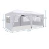 10 x 20 ft Heavy Duty Awning Canopy Pop Up Gazebo Marquee Party Wedding Event Tent with 6 Removable Sidewalls & Carry Bag, White