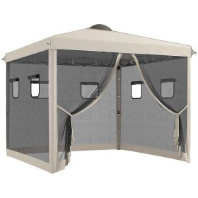 Outsunny 10' x 10' Pop Up Canopy Tent with Netting, Instant Screen House Room, UV-Resistant Sun Shelter, Height Adjustable with Windows