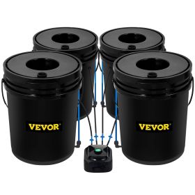 VEVOR DWC Hydroponic System, 5 Gallon 4 Buckets, Deep Water Culture Growing Bucket, Hydroponics Grow Kit with Pump, Air Stone and Water Level Device