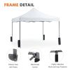 10 x 10ft Pop Up Canopy Tent Easy Setup Outdoor Shade Instant Portable Sun Shelter Canopy Tent for Parties Camping Beach,white