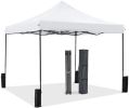 10 x 10ft Pop Up Canopy Tent Easy Setup Outdoor Shade Instant Portable Sun Shelter Canopy Tent for Parties Camping Beach,white