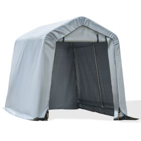 Outsunny 6' x 8' Carport Portable Garage, Heavy Duty Storage Tent, Patio Storage Shelter w/ Anti-UV PE Cover and Double Zipper Doors