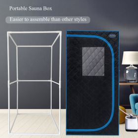 Portable Black Full Size Steam Sauna tent–Personal Home Spa, with Steam Generator, Remote Control, Foldable Chair, PVC pipes. Easy to Install