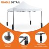 10 x 10ft Pop Up Canopy Tent Easy Setup Outdoor Shade Instant Portable Sun Shelter Canopy Tent for Parties Camping Beach,white