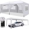 10 x 20 ft Heavy Duty Awning Canopy Pop Up Gazebo Marquee Party Wedding Event Tent with 6 Removable Sidewalls & Carry Bag, White