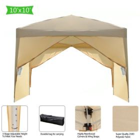 3 x 3m Two Doors & Two Windows Practical Waterproof Right-Angle Folding Tent Khaki