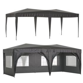 10 x 20 ft Heavy Duty Awning Canopy Pop Up Gazebo Marquee Party Wedding Event Tent with 6 Removable Sidewalls & Carry Bag, Black