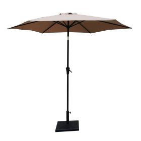 8.8 feet Outdoor Aluminum Patio Umbrella, Patio Umbrella, Market Umbrella with 42 Pound Square Resin Umbrella Base, Push Button Tilt and Crank lift