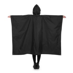 Multi-Usage Lightweight Hooded Rain Poncho Picnic Mat Blanket Sun Shelter (Type: Camping supplies, Color: Black)