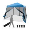 10 x 10 Feet Pop Up Canopy with Mesh Sidewalls and Roller Bag