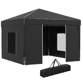 Outsunny 9.7' x 9.7' Pop Up Canopy with Sidewalls, Portable Canopy Tent with 2 Mesh Windows, Reflective Strips, Carry Bag for Events, Outdoor Party (Color: as Pic)