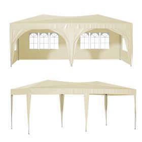 10'x20' Pop Up Canopy Tent with 6 Sidewalls, Ez Pop Up Outdoor Canopy for Parties, Waterproof Commercial Tent with 3 Adjustable Heights, Carry Bag (Color: as Pic)