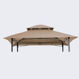 8x5Ft Grill Gazebo Replacement Canopy,Double Tiered BBQ Tent Roof Top Cover,Beige (Color: as Pic)