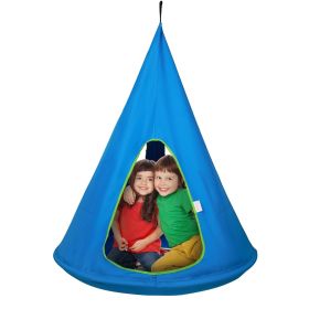 VEVOR Kids Nest Swing Chair, Hanging Hammock Chair with Adjustable Rope, Hammock Swing Chair for Kids Indoor and Outdoor Use (39" D x 52" H) (Type: Semi-Enclosed, Color: Blue)