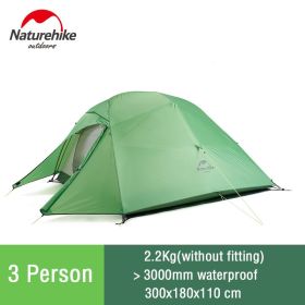 Naturehike Cloud Up Camping Tent Hiking Outdoor Family Beach Shade Waterproof Camping Portable 1 2 3 person Backpacking Tent (Color: 3 man - Green)