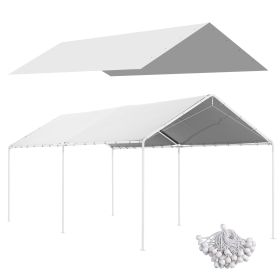 Outsunny 10' x 20' Carport Replacement Top Canopy Cover, UV Resistant and Water Resistant Car Port Portable Garage Tent Cover with Ball Bungee Cords (Color: as Pic)