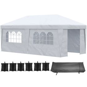 Outsunny 10' x 19.5' Pop Up Canopy Tent with Sidewalls, Height Adjustable Large Party Tent Event Shelter with Leg Weight Bags (Color: as Pic)