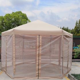 13 Ft. W x 13 Ft. D x 9.2ft Pop-Up Gazebo Tent Outdoor Canopy Hexagonal Canopies Gazebos & Pergolas 6 Sided for Patio Garden Backyard Sun Shelter BBQ (Color: as Pic)