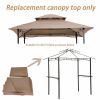 8x5Ft Grill Gazebo Replacement Canopy,Double Tiered BBQ Tent Roof Top Cover,Beige