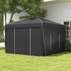 Outsunny 9.7' x 9.7' Pop Up Canopy with Sidewalls, Portable Canopy Tent with 2 Mesh Windows, Reflective Strips, Carry Bag for Events, Outdoor Party