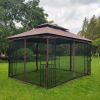 13x10ft Outdoor Patio Gazebo Canopy Tent With Ventilated Double Roof And Mosquito net (Detachable Mesh Screen On All Sides), Suitable for Lawn, Garden