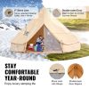 VEVOR 5-8 Person Canvas Glamping Bell Tent, Breathable Waterproof Yurt Tent with Stove Jack and Detachable Side Wall for Family Camping